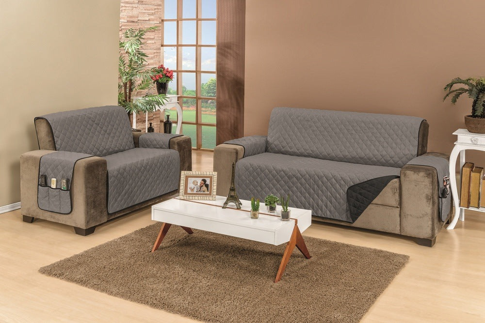 Protetor de Sofá Dupla Face Cinza-Preto