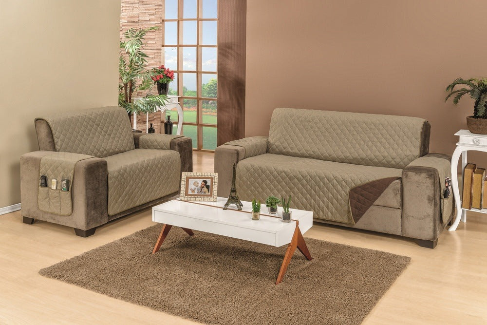 Protetor de Sofá Dupla Face Cáqui-Marrom