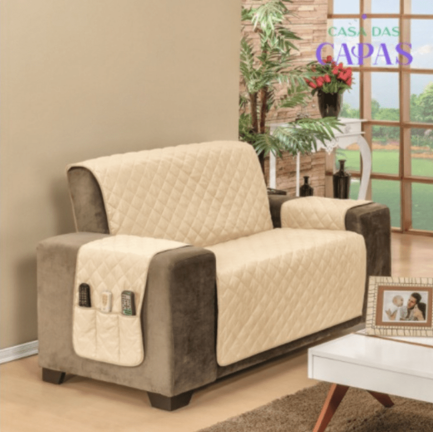 Protetor de Sofá Dupla Face Cáqui-Palha