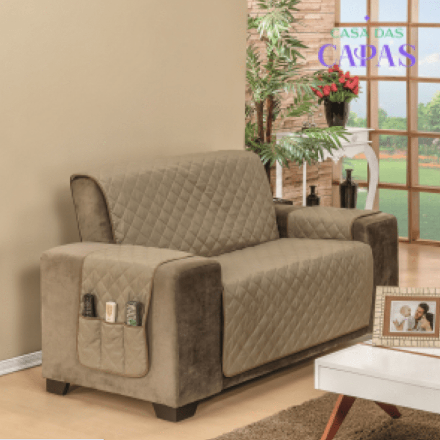 Protetor de Sofá Dupla Face Cáqui-Palha