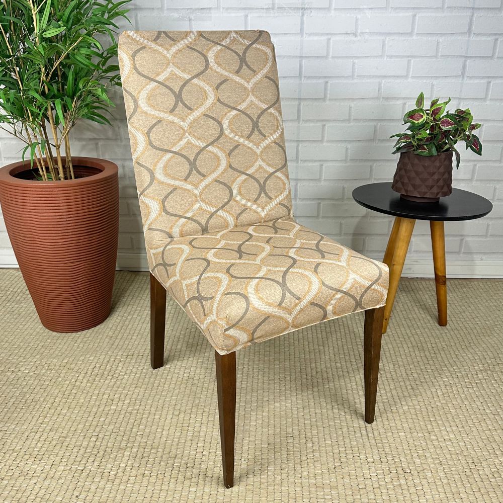 Capa de Cadeira Spandex - Espiral Bege