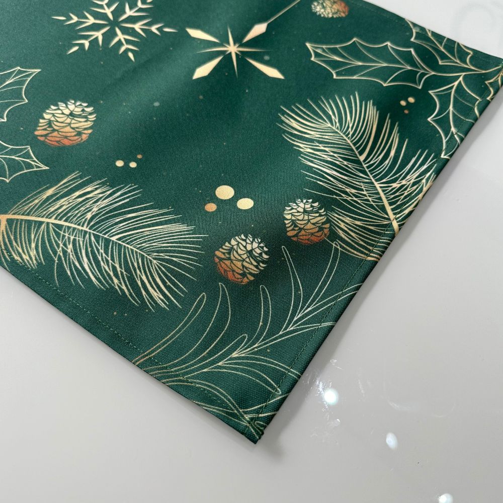 Jogo Americano Natal- Verde e Dourado