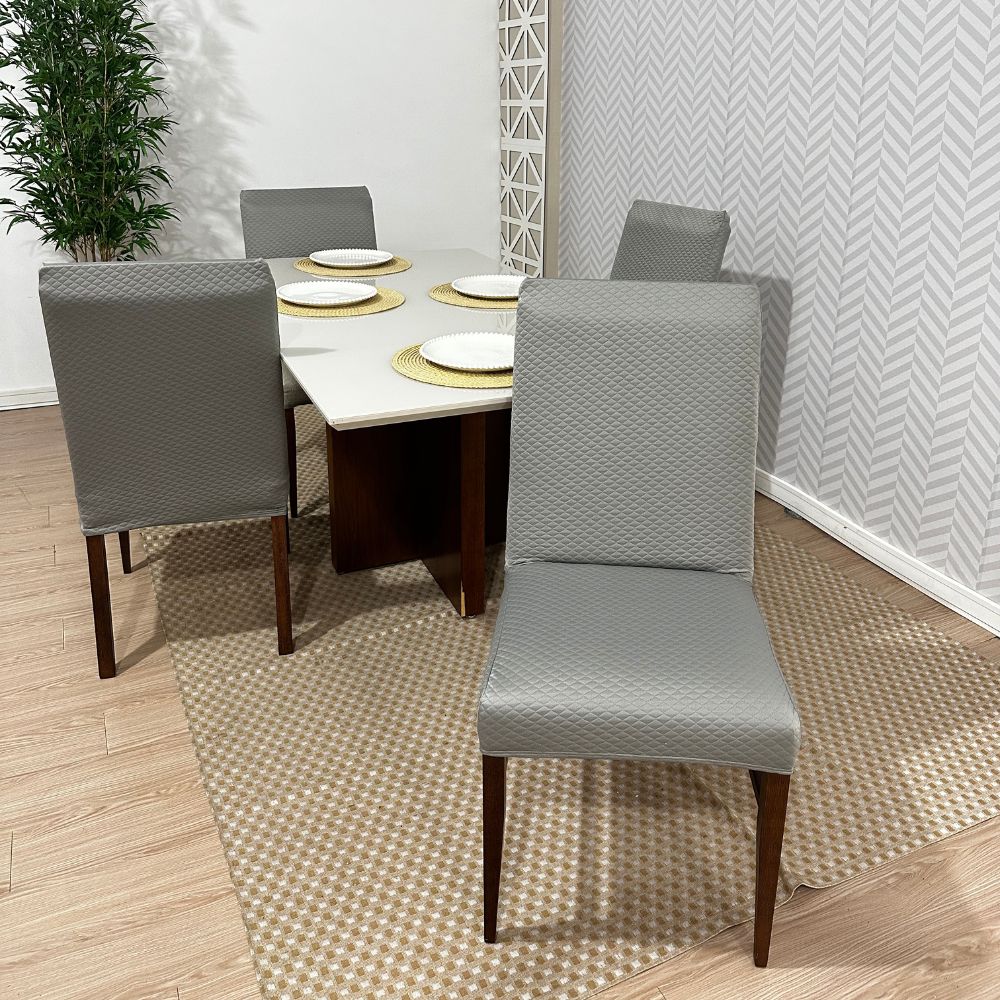 Capa de Cadeira Resistente à Gato em Matelassê - Cinza Claro