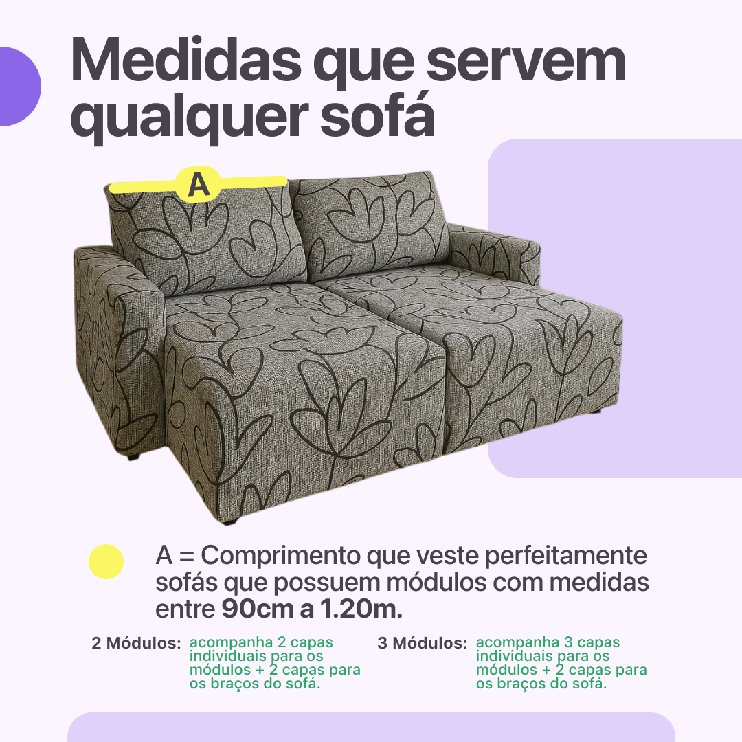 Capa para Sofá Retrátil Braço Completo -Marrocos