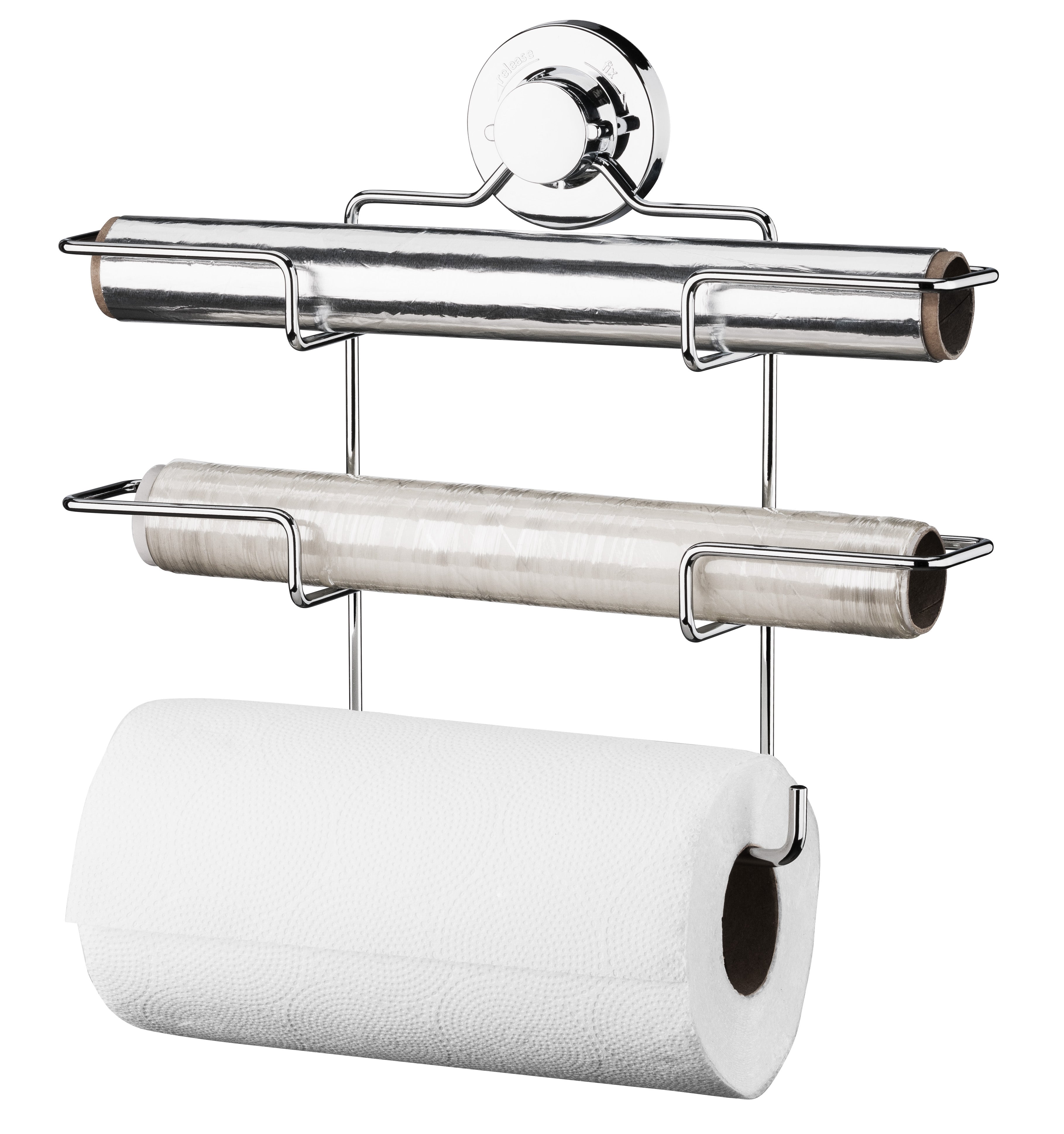 Suporte para Papel Toalha/Alumínio/PVC com Ventosa Cromado