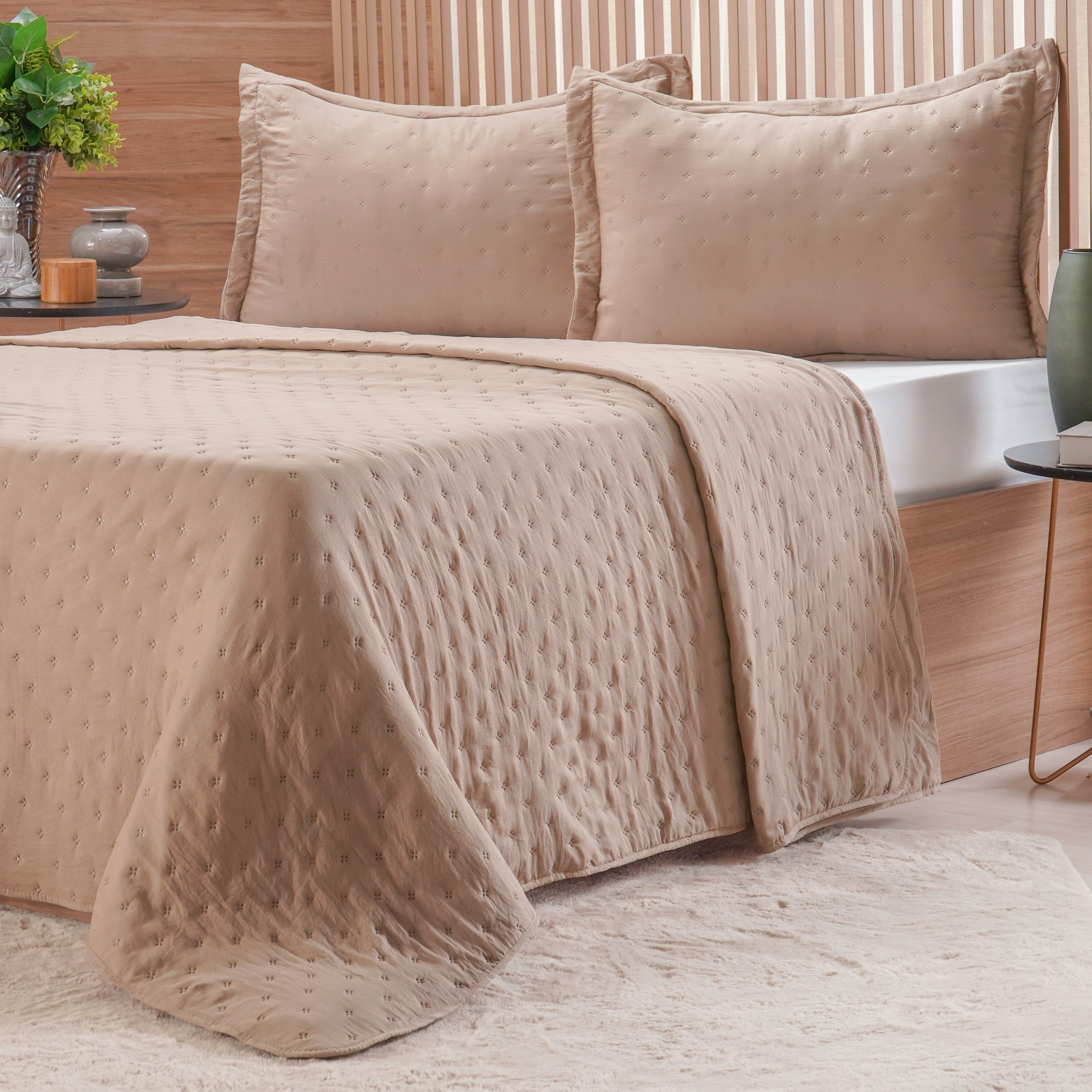 Kit Colcha Miraggio Queen 2,40m x 2,60m - Areia Cinzenta