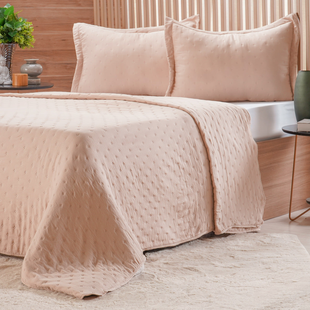 Kit Colcha Miraggio Queen 2,40m x 2,60m - Avelã Leve