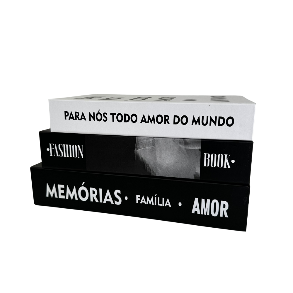 Conjunto Caixa Porta Objetos/Livro Decorativa Luxo - Abraços