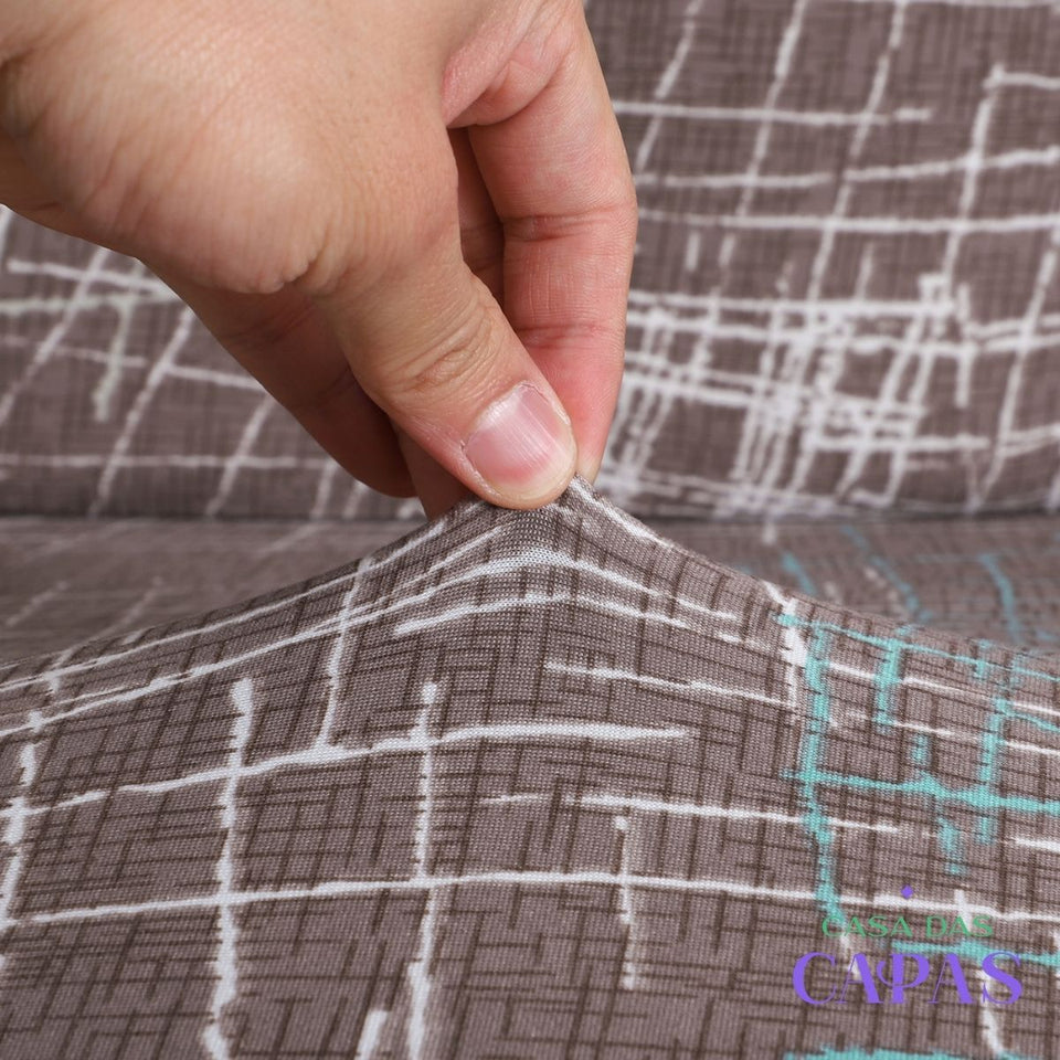 Capa de Sofá Spandex Premium - Abstrato Marrom
