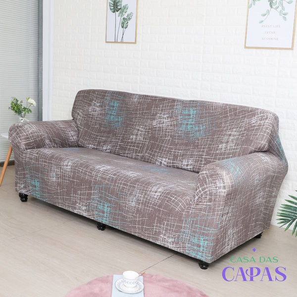 Capa de Sofá Spandex Premium - Abstrato Marrom