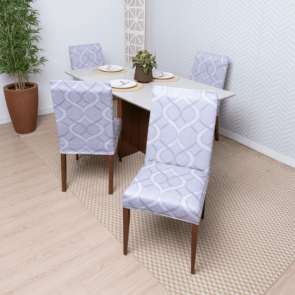 Capa de Cadeira Spandex - Espiral Cinza casadas-capas