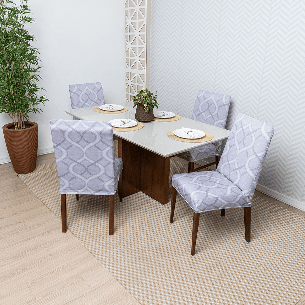 Capa de Cadeira Spandex - Espiral Cinza casadas-capas