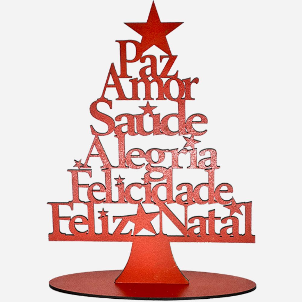 Árvore Natal Palavras 15cm x 11cm- Vermelha