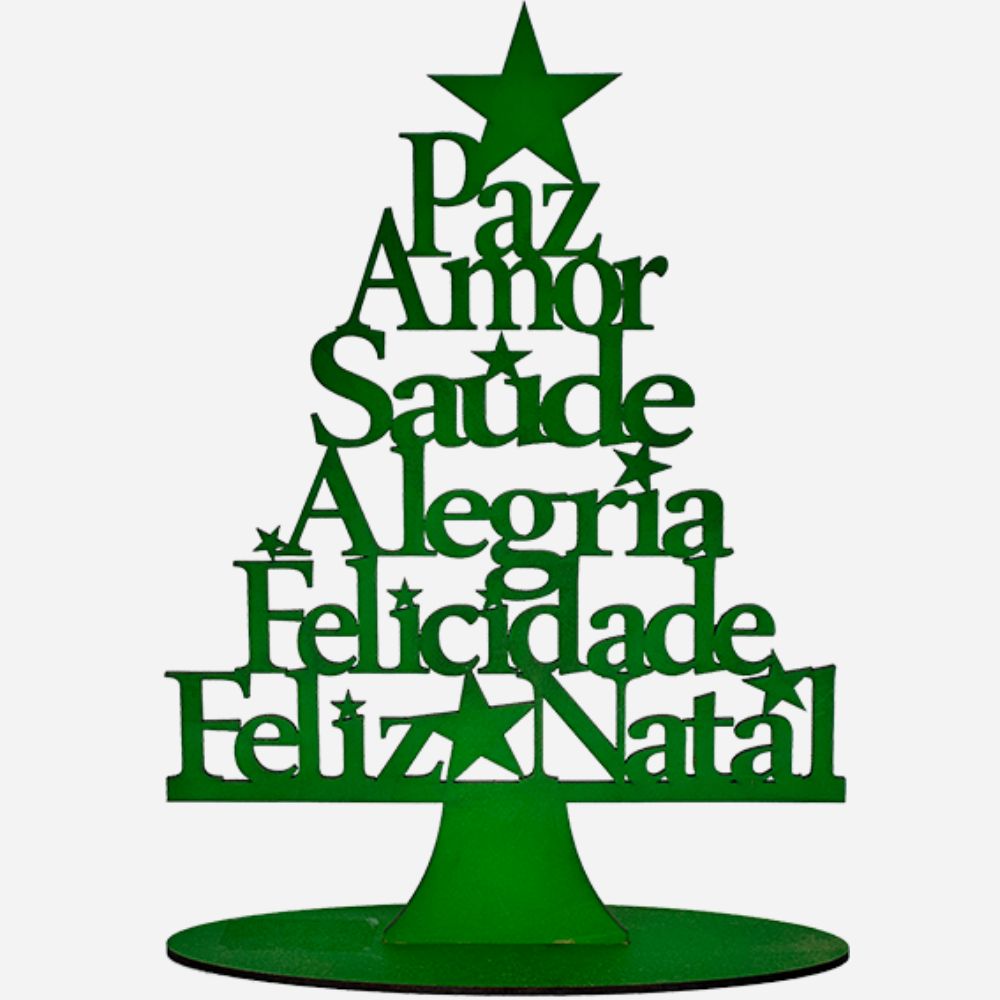 Árvore Natal Palavras 15cm x 11cm- Verde