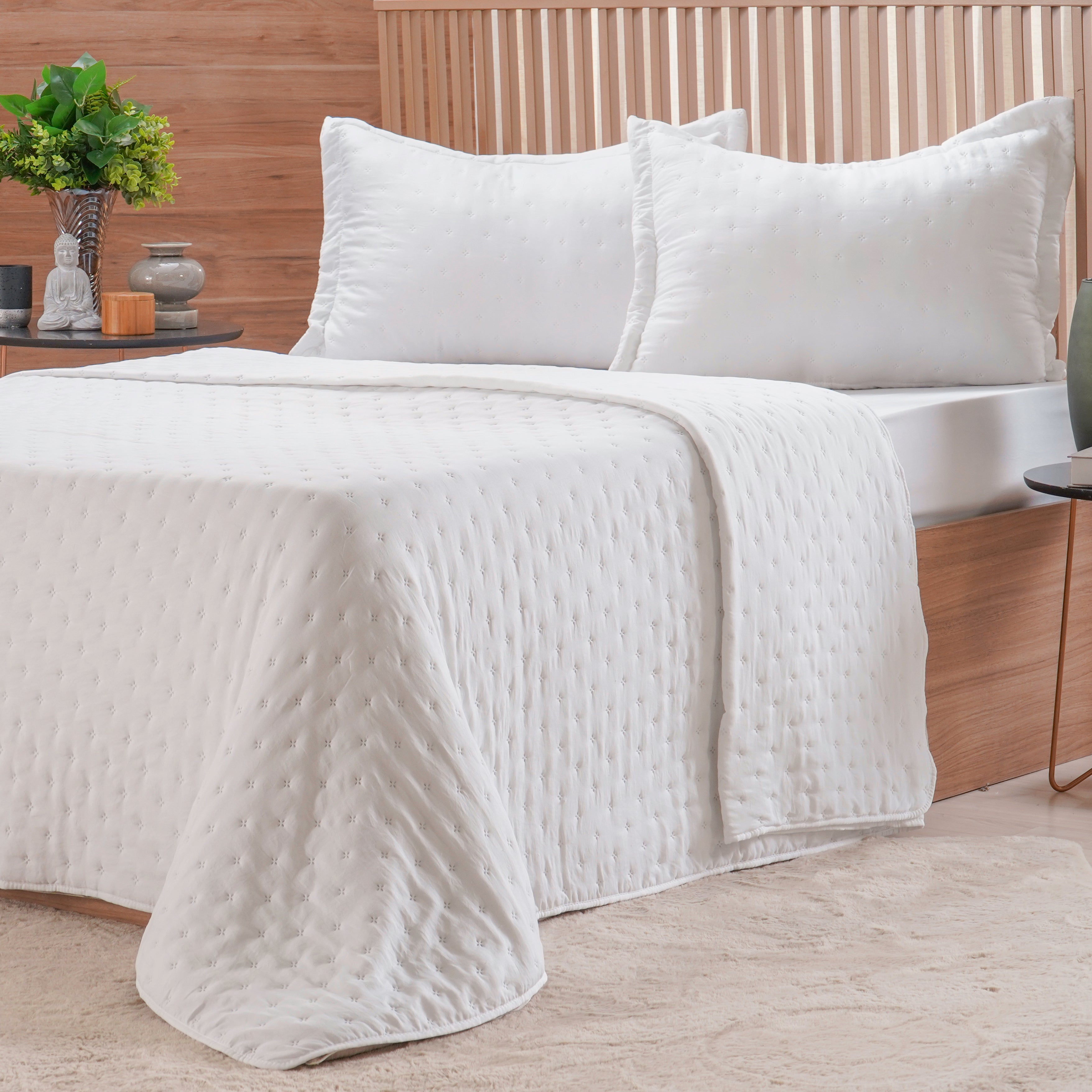 Kit Colcha Miraggio Queen 2,40m x 2,60m - Branco