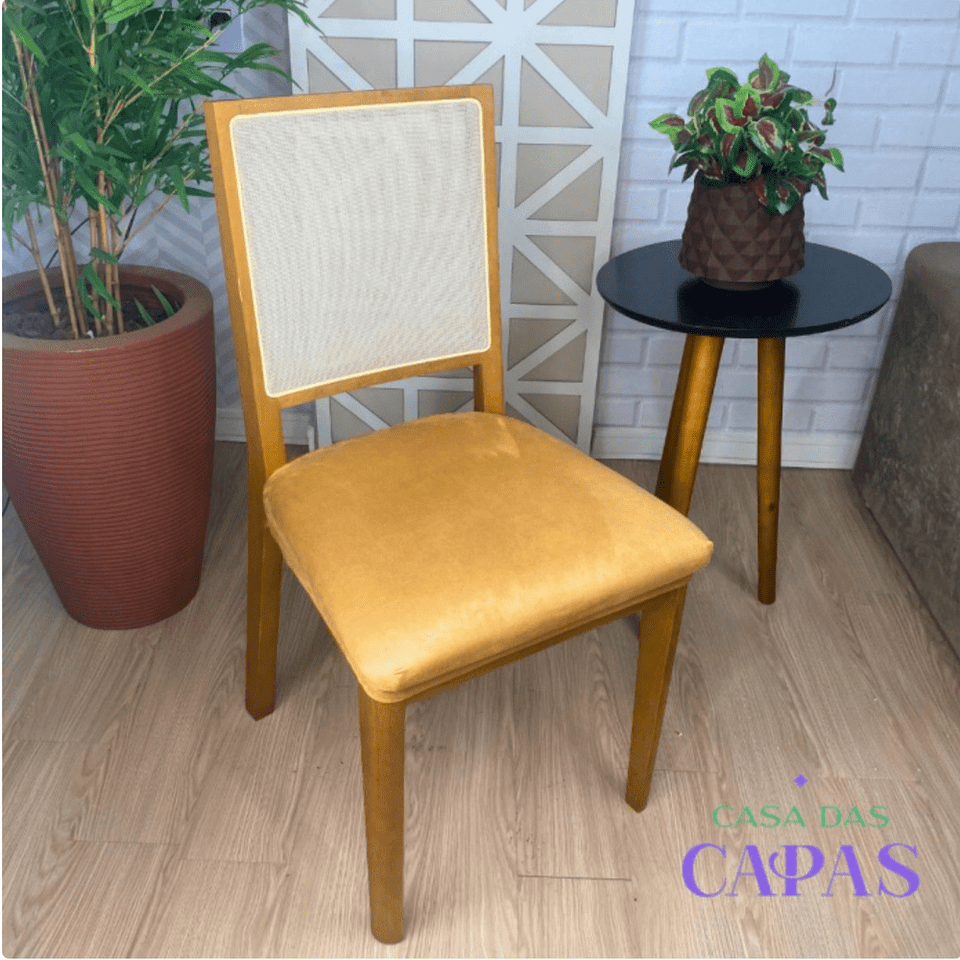Capa para Assento de Cadeira Suede -  Caramelo