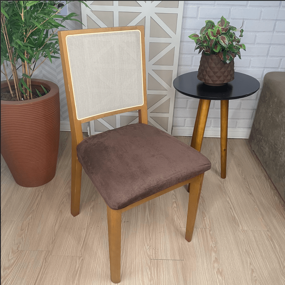 Capa para Assento de Cadeira Suede - Café