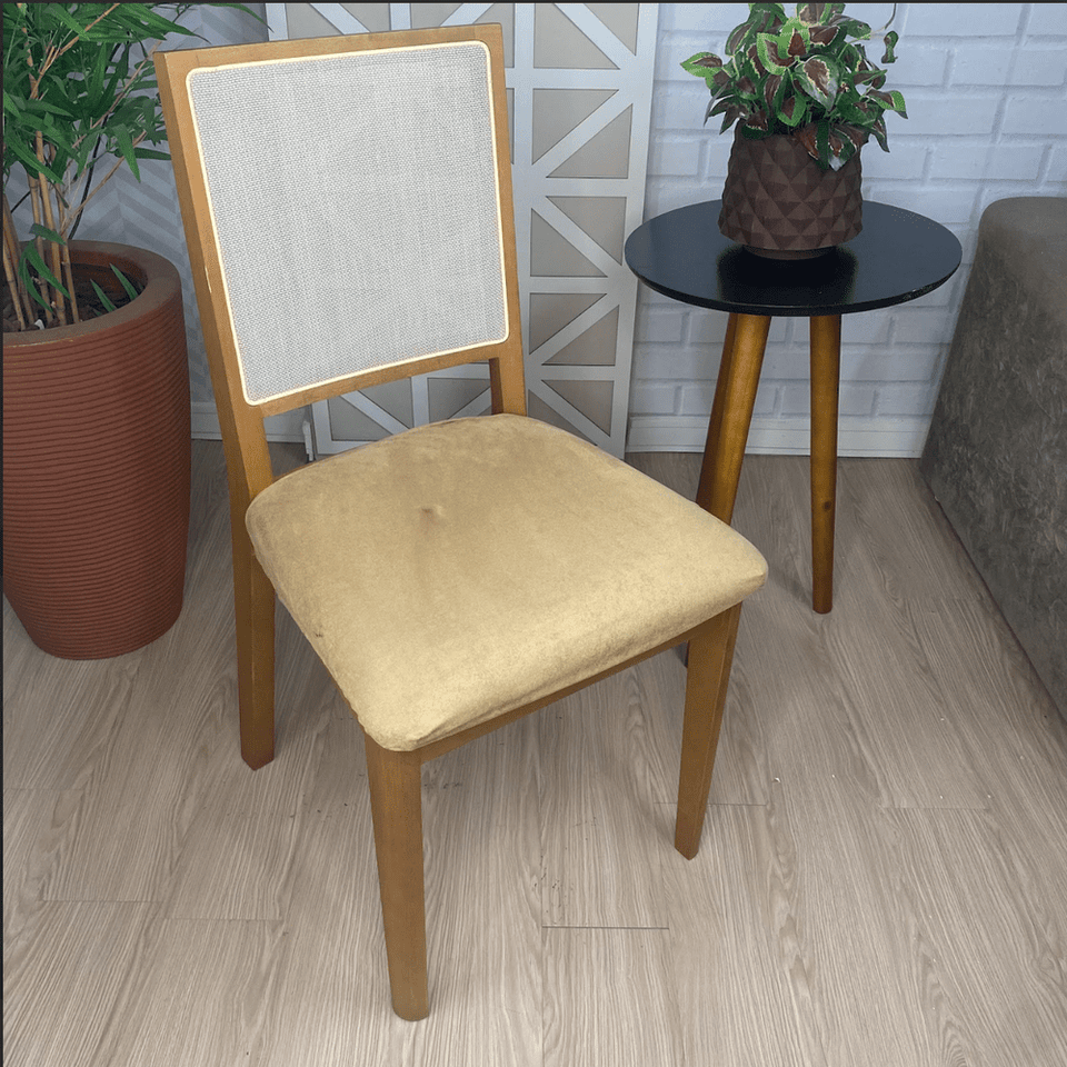 Capa para Assento de Cadeira Suede - Café com Leite