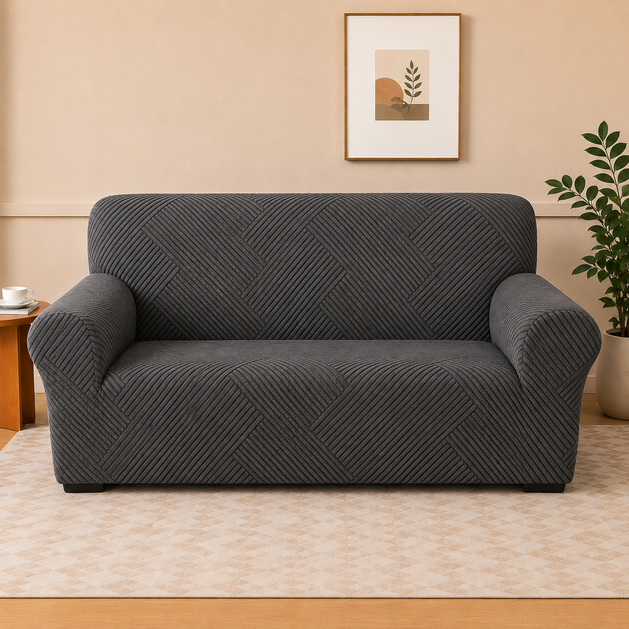 Capa de Sofá Suede Alto Relevo- Linhas