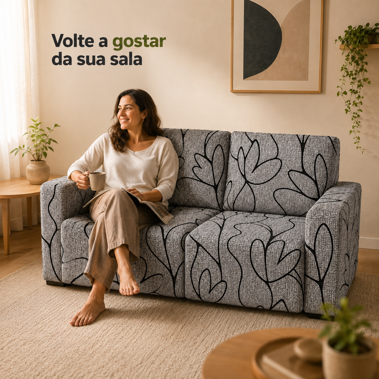 Capa para sofá retrátil 2 módulos 5pçs Cobertura Completa - Tulipa