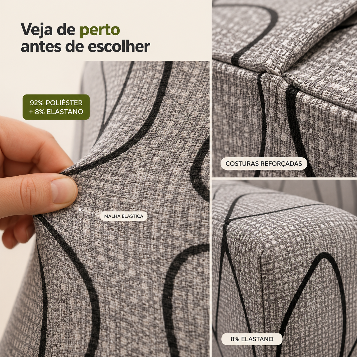 Capa para sofá retrátil 2 módulos 5pçs Cobertura Completa - Tulipa