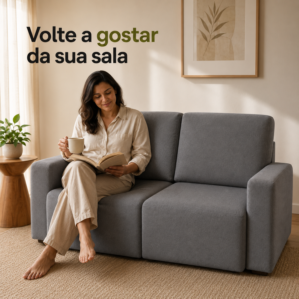 Capa para sofá retrátil 2 módulos 5pçs Cobertura Completa - Cinza Chumbo