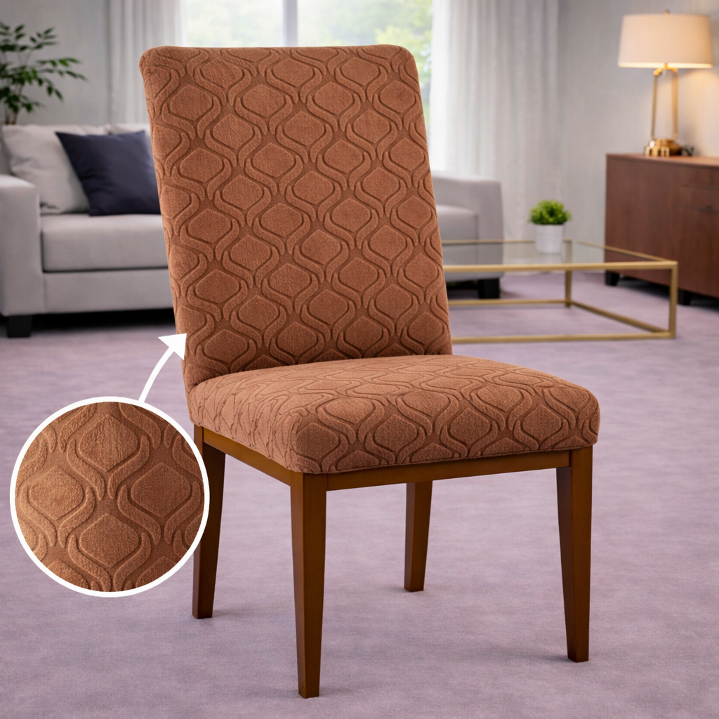 Capa de Cadeira Alto Relevo Suede Gota- Marrom