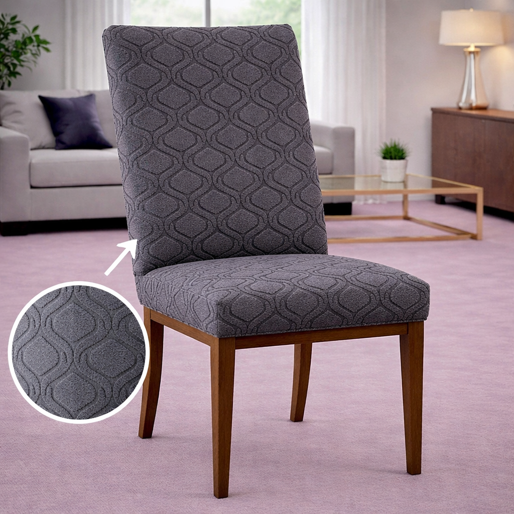 Capa de Cadeira Alto Relevo Suede Gota- Cinza