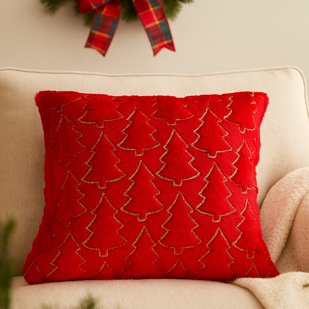 Capa de Almofada Árvore de Natal Lantejoula - Vários Cores