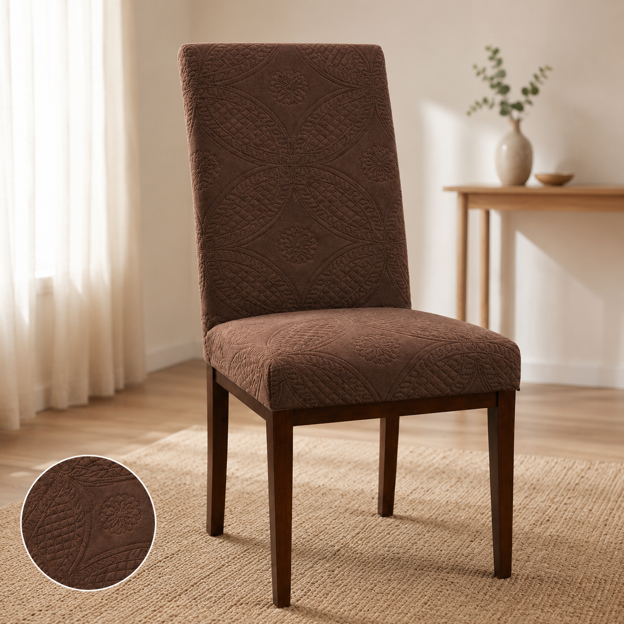 Capa de Cadeira Matelassê Confort Plus Arabesco Resistente a Gato - Marrom