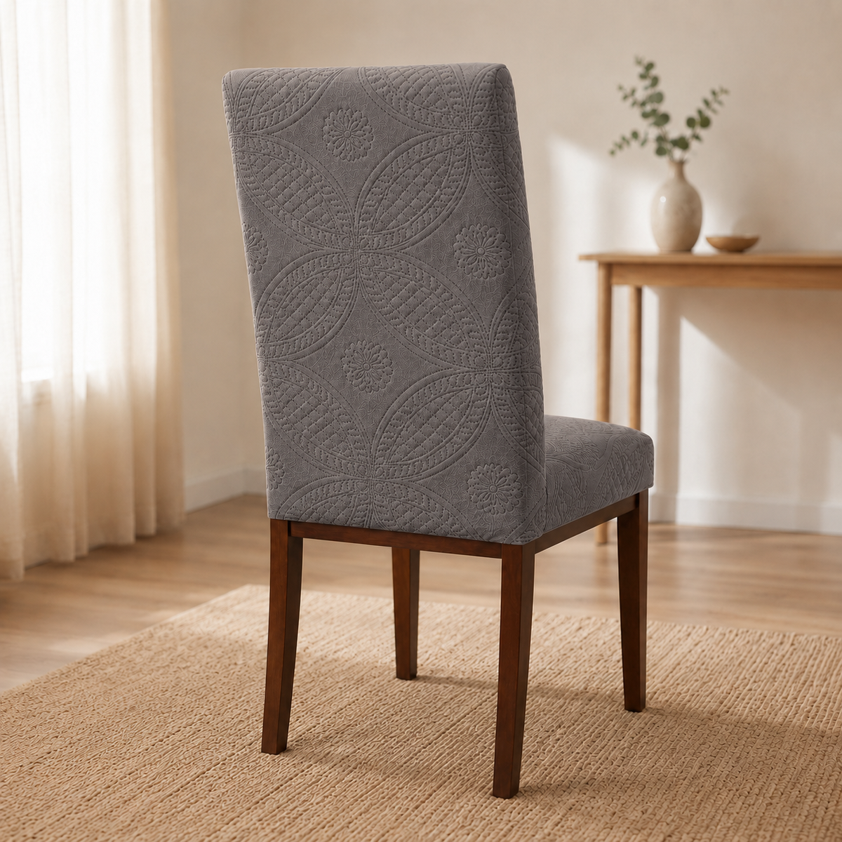Capa de Cadeira Matelassê Confort Plus Arabescos Resistente a Gato- Cinza