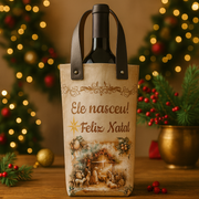 Porta Vinho Alça de Couro Natal- Presépio