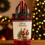 Porta Vinho Alça de Couro Natal- Noel Xadrez