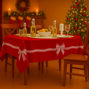 Toalha de Mesa Natalina- Laço Vermelho