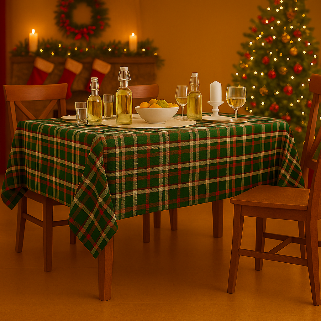 Toalha de Mesa Natalina- Xadrez Verde/Vermelho