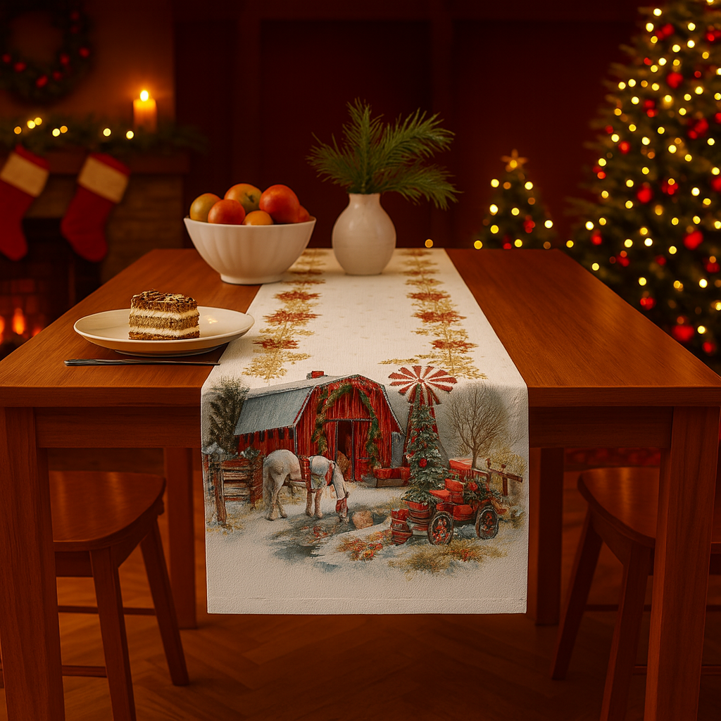 Trilho de Mesa Natalino 1,43m x 46cm - Moinho Vermelho