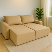 Capa para Sofá Retrátil 2 Módulos Braço Completo - Bege