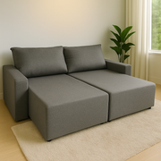 Capa para Sofá Retrátil 2 Módulos Braço Completo - Cinza Chumbo
