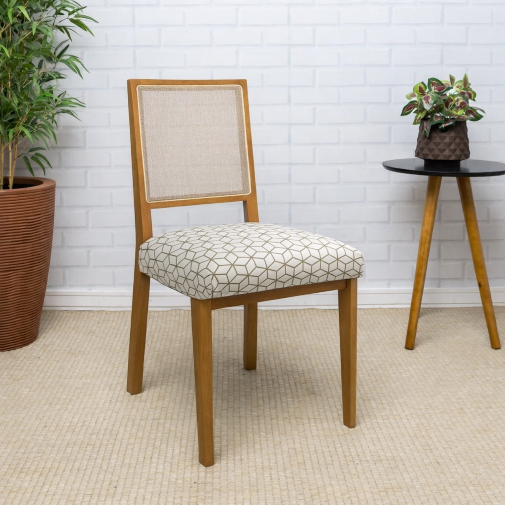 Capa para Assento de Cadeira - Geométrico Bege