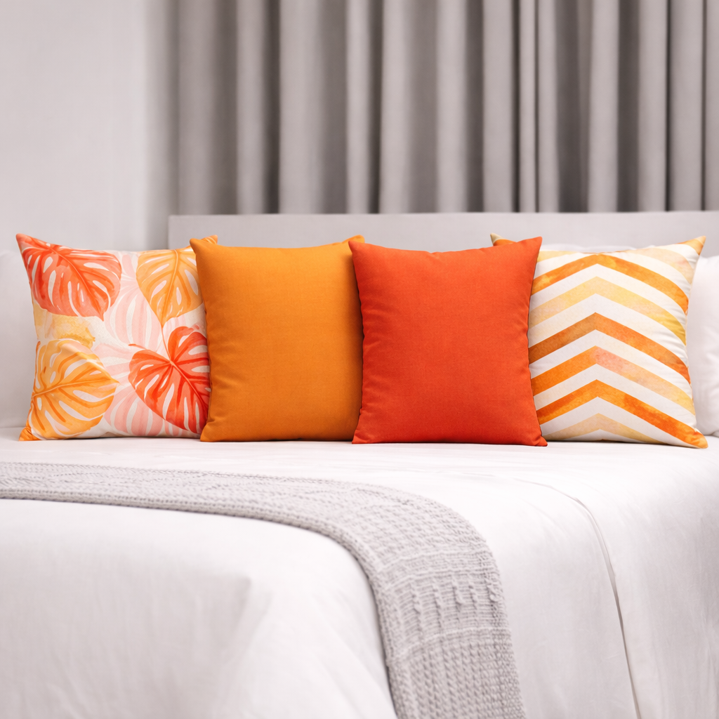 Kit 4 Capas de Almofada -  Costela de Adão Laranja