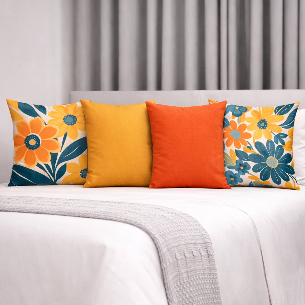 Kit 4 Capas de Almofada - Flores Marroquinas