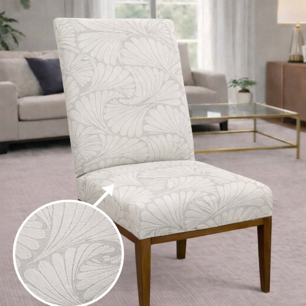 Capa de Cadeira Suede Jacquard Alto Relevo Off White- Vento