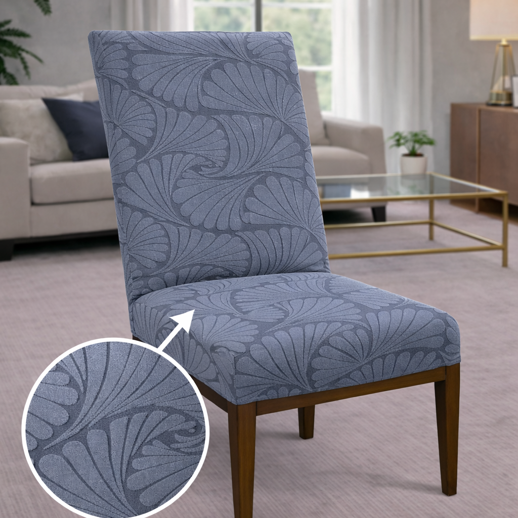 Capa de Cadeira Suede Jacquard Alto Relevo Cinza- Vento