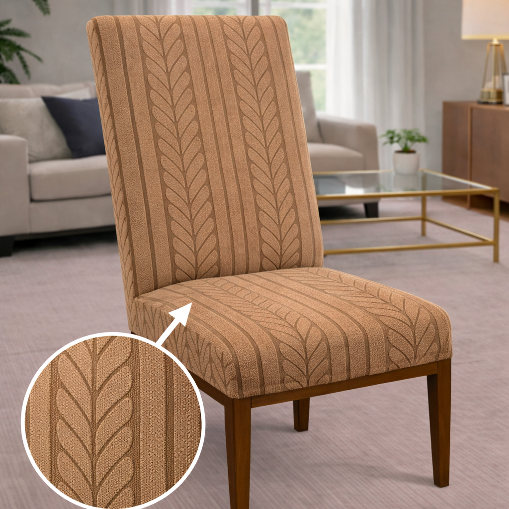 Capa de Cadeira Suede Jacquard Alto Relevo Marrom- Seta