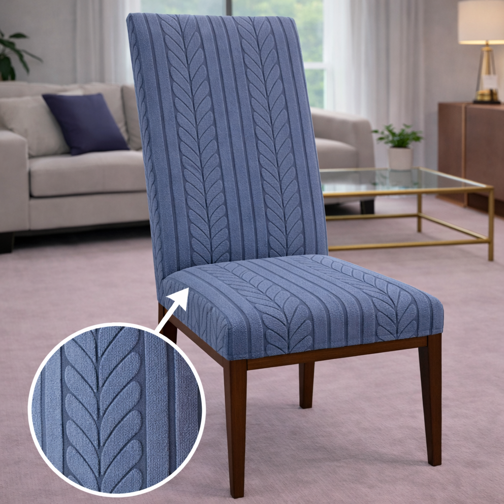 Capa de Cadeira Suede Jacquard Alto Relevo Cinza- Seta