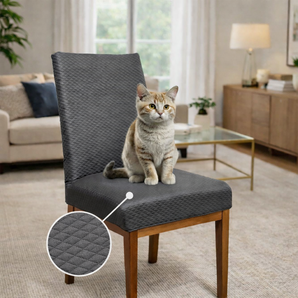 Capa de Cadeira Resistente à Gato em Matelassê - Cinza