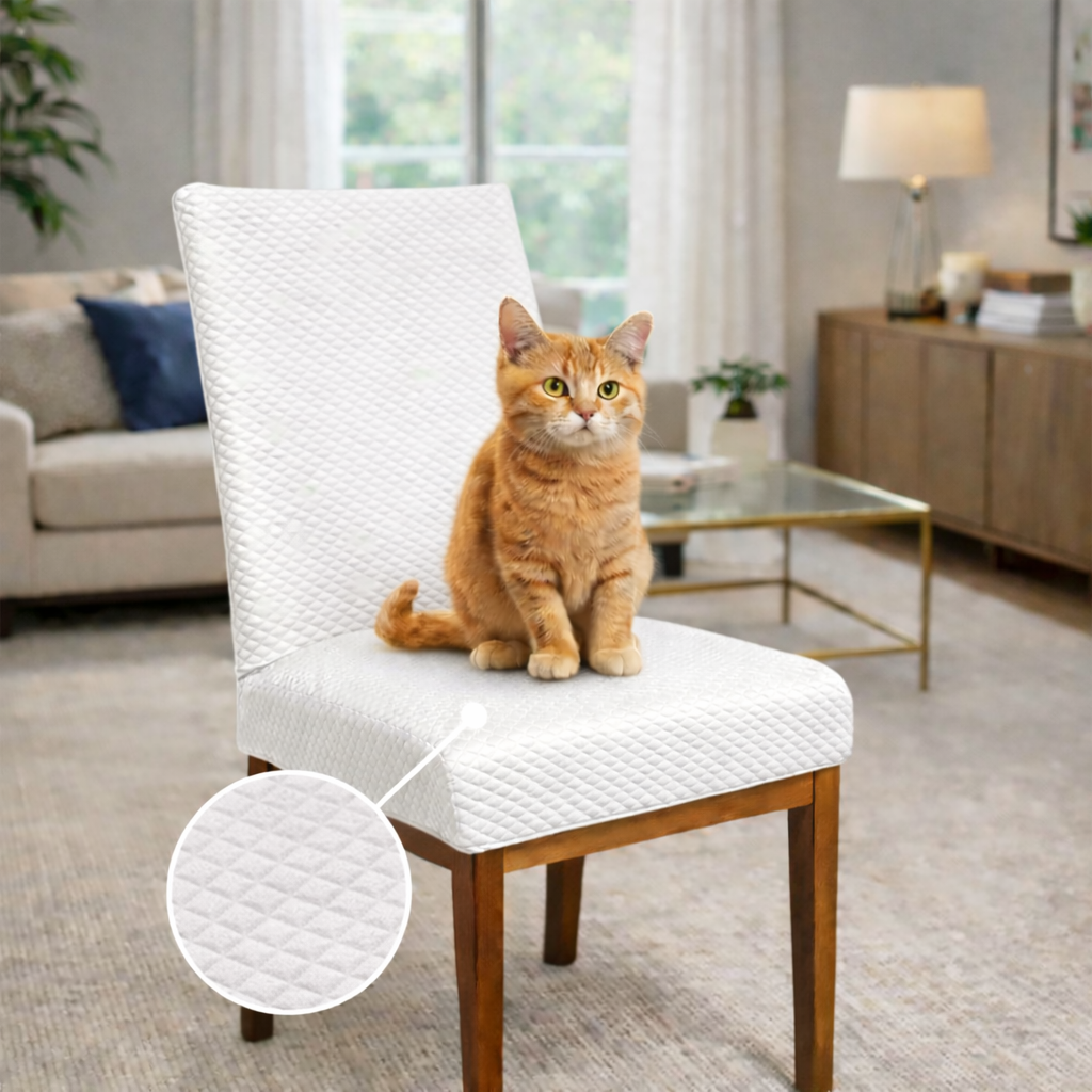 Capa de Cadeira Resistente à Gato em Matelassê - Branca