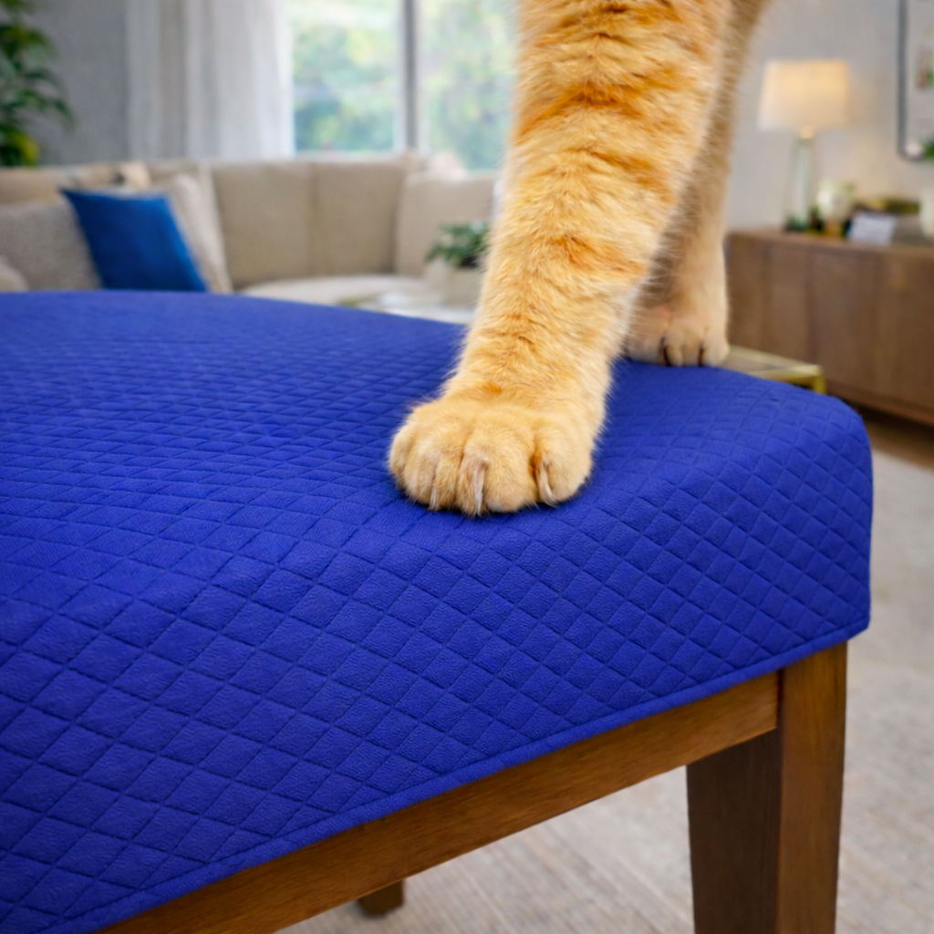 Capa de Cadeira Resistente à Gato em Matelassê - Azul Marinho
