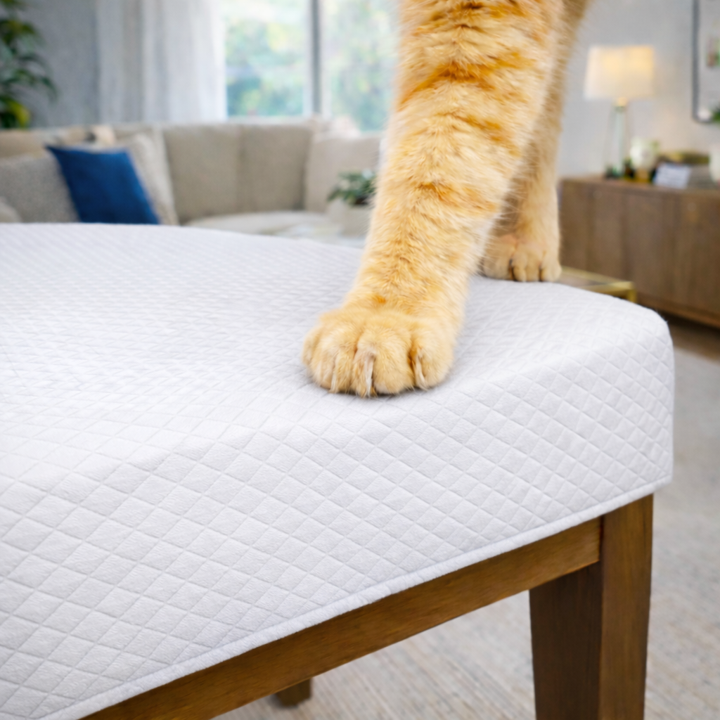 Capa de Cadeira Resistente à Gato em Matelassê - Branca