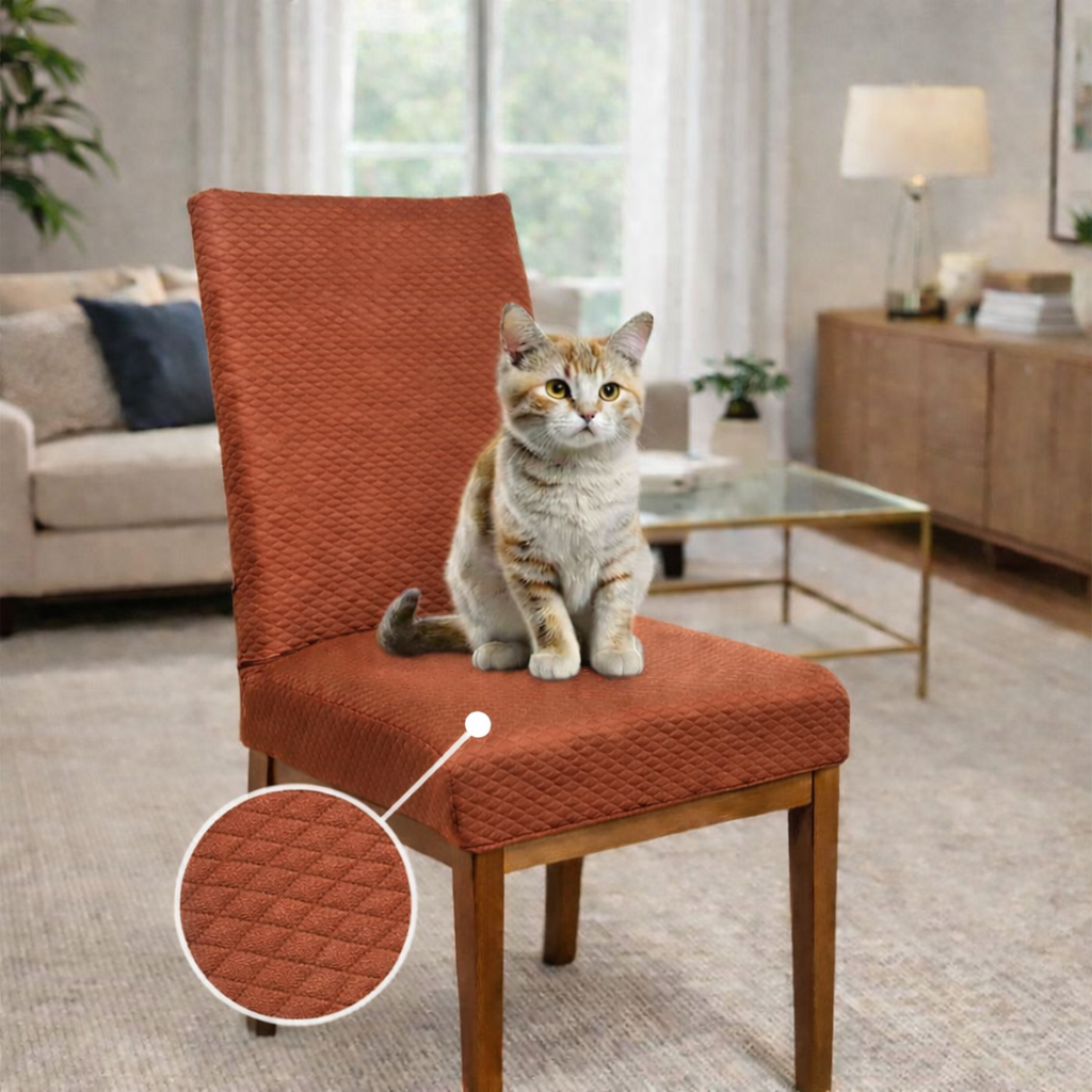 Capa de Cadeira Resistente à Gato em Matelassê - Marrom
